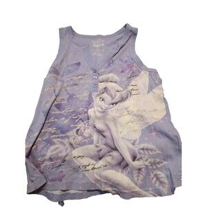 Wonderful World Of Disney Shirt Women L/G Purple Tinkerbell Graphic Tank